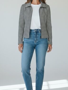 Akris Punto Black and White Striped Jacket